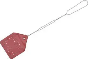 Amish Valley Products Leather Fly Swatter Handcrafted Wire Handle Flyswatter Choice of Color (Red)