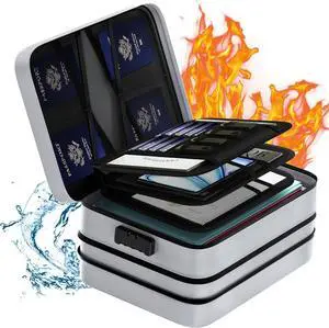 Fireproof Document Bag with lock, Expandable Capacity Document Organizer with Zipper Protection, Fireproof  Waterproof Box for File Storage, Portable Home Travel for Important Documents, Soft Bag