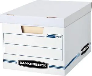 Bankers Box 6 Pack (0071303) STOR/FILE Basic Duty File Storage Boxes, Standard Assembly, Lift-off Lid, Letter/Legal, White/Blue