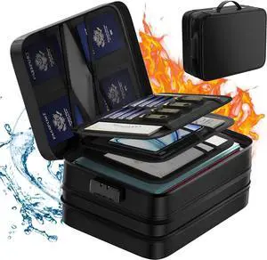 Fireproof Document Bag with lock, Expandable Capacity Document Organizer with Zipper Protection, Fireproof  Waterproof Box for File Storage, Portable Home Travel for Important Documents, Soft Bag
