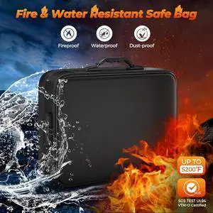 Nacial 5200 Fireproof Document Box with Lock, Expandable Document Organizer, Heat Insulated Fireproof Waterproof Box for File Storage, Portable Sturdy Handle for Important Documents Home Travel