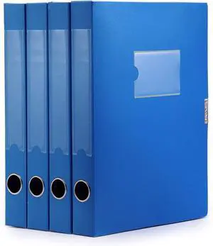 A4 Storage File Boxes Plastic Archives Cases with Lid, File Folder Organizer Document Filing Box for Office, Letter Size Paper,31×4×24 cm, Blue(Pack of 4)