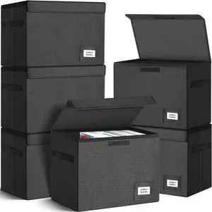 Leffis 6 Pack Comic Book Storage, Collapsible and Stackable Comic Short Box, Moistureproof Comic Box with Lid and Label Slot 15.5" X 7.5" X 11.3" Holds 150 Comics