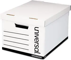 Universal 95224 Heavy-Duty Fast Assembly Lift-Off Lid Storage Box, Letter/Legal, White (Case of 12)