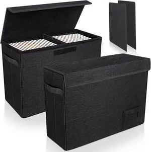 2-Pack Comic Book Storage Boxes, Collapsible Comics Book Case with Dividers and Carrying Handles, Comic Short Box Holds 150 Comics, 15.5" X 7.5" X 11.3" Heavy-Duty Stackable Case