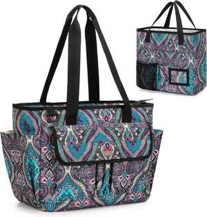 LoDrid File Bag with Extra Document Organizer Case for Letter Size File Folder, Large Utility Bag with 15.6 Laptop Padded Sleeve for Work, Business, Totem