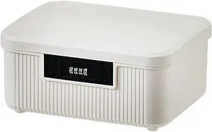 Lockable Storage Container Bin, 2.3 Gallon Capacity Organizer Box with Combination Lock, Heavy Duty Plastic Trunk, Usable As Item Organizer Or Office File Storage(White)