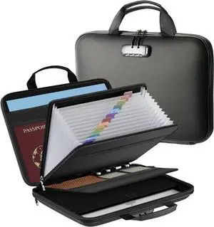Fireproof Document Box with Lock, Portable Hard-Shell Case Fireproof File Box for Documents, Waterproof Document Box File Organizer for Important Documents/Certificates/Laptop/for Home or Travel
