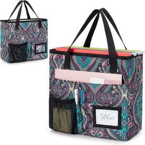 LoDrid Collapsible File Tote Bag with Handles, Portable File Organizer Box with 3 Built-in Boards for Letter Size Files, Document Storage Case for Office, Home, Travel, Totem, Bag Only, LD06002