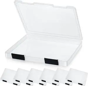 PerKoop 6 Pcs Clear A4 File Box Document Plastic Storage Box Paper Plastic Case Board Game Storage Containers Magazine Protector File Holder with Buckle (Black,12.4 x 9.84 x 1.18 Inches)