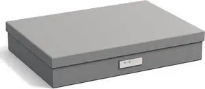 Bigso Box of Sweden Sverker Fiberboard Legal and Art Storage Box | Scrapbook Storage Box| Durable Document Boxes with Lid and Metal Label Holder | 17.1 x 12.2 x 3.3 | Grey