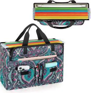 LoDrid Portable File Box with Handle, Foldable Bag for Legal Size File Folder, Separated Storage Laptop Layer (up to 15.6 Inch), Totem, Bag Only(Patent Design)