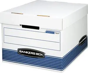 Bankers Box 20 Pack STOR/FILE Medium-Duty File Storage Boxes, FastFold, Lift-Off Lid, Letter/Legal, White/Blue