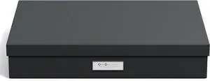 Bigso Sverker Fiberboard Legal and Art Storage Box - Scrapbook Storage Box for Loose Papers and More - Durable Document Boxes with Lid and Metal Label Holder - 17.1 in x 12.2 in x 3.3 in - Dark Grey