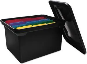 Advantus 34052 File Tote Storage Box w/Lid, Legal/Letter, Plastic, Black