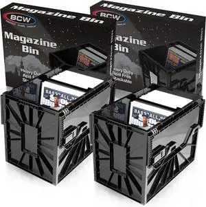 BCW Magazine Document & Comic Book Storage Bins | Durable Magazine Bin | Magazine Storage Box for Sorting and Organizing | Heavy Duty & Stackable Plastic - Fits all Comics (2 Pack)