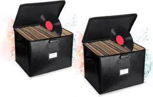 Fireproof Vinyl Record Storage Box with Lock, Vinyl Album Storage Holds up 100+ Single Record,LP Storage Organizer for Albums, CDs, Books, Magzine, Files, Protect your Precious Collection (2)