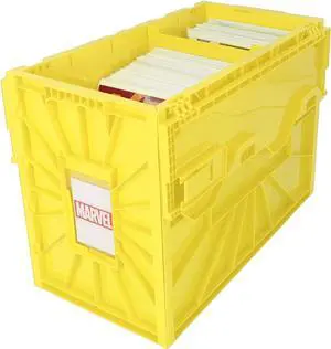 BCW Short Comic Book Bin | Holds 150 Comics | Stackable Plastic Storage | Acid-Free Organizer | Yellow, 5 Pack