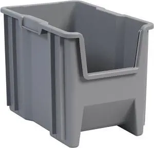 Akro-Mils 13014 Stak-N-Store Heavy Duty Stackable Open Front Plastic Storage Container Bin, (17-1/2-Inch x 11-Inch x 12-1/2-Inch), Gray, (4-Pack)