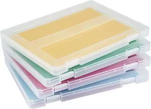 12 Pack Paper Storage Boxes (Large A4+A4+A5), 8.5 x 11 Plastic Portable Project Case for US letter Size, Plastic Multi-Purpose Thick Scrapbook Storage Box for Office,Craft or Art Supplies