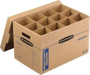 Bankers Box Kitchen Kit Moving Box 1 Pack, Dividers and Cushions, Reinforced Handles, Tape-Free Assembly, Box with Lid, 15-in x 12-in x 10-in (7710701)