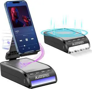 Birthday Gifts for Men- Adjustable Cell Phone Stand with Wireless Bluetooth Speaker Day Gifts for Him Wireless Induction Bluetooth Speaker with Phone Stand
