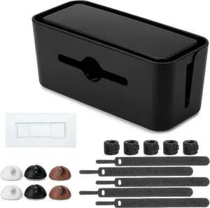 Bates- Cable Management Box, Medium, Cable Organizer Box, Cord Organizer Box, Cable Box Organizer, Cord Management Box, Cord Hider Box, Cord Box for Wires on Floor, Power Strip Cover Box Baby Proof