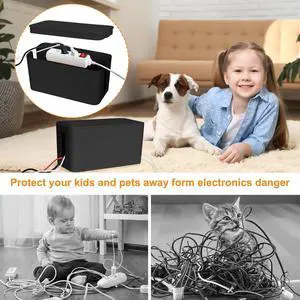 Cable Management Cord Cover Wire Hider Box Concealer Organizer Protector System for Home Theater Entertainment Center Office School, 9.25 x 4.72 x 4.52 Inch (Mini,Black)