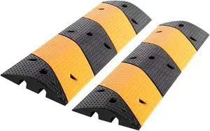 2 Pack Rubber Cable Ramp Hose Cable Protector Ramp 2 Channel 88000Lbs Load Capacity Traffic Speed Bump Wires Power Lines Extension Cord Cover for Indoor Outdoor