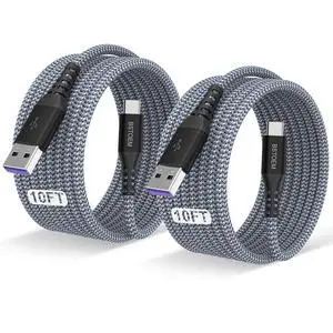 USB A to USB C Cable 10 ft,Type C Charger Cord Fast Charging 10FT 2Pack,for Samsung Galaxy S25 +/Ultra/S24/S23/S22/S21/S20/S10/S9/S8/s7/Note20/10/9/8/Tab S9,for Kindle Fire,USBC Phone Wire
