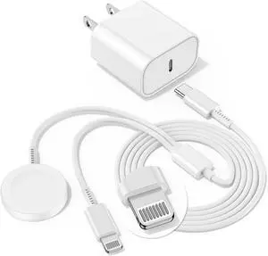 Upgraded USB C Charger for Apple Watch, 2 in 1 Phone and iWatch Magnetic Fast Charging Cable 6FT with USB-C Wall Charger, Compatible with Apple Watch Series 8/7/6/SE/5/4, for iPhone 14/13/12