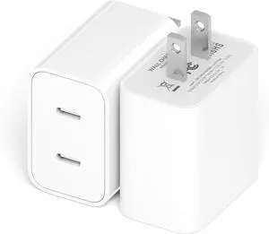 USB C Charger Block,2Pack Dual PD Port Type-C Fast Travel Charging Plug Power Adapter Compatible with iPhone 16 Pro Max/16 Pro/16 Plus/16/15/14/13/12/11/SE/XS/iPad/iWatch and More