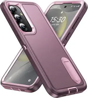 BaHaHoues for Samsung Galaxy S24 Plus Case with Built in Kickstand, Shockproof/DropProof Military Grade Protective Cover for Galaxy S24 Plus 5G (Night Purple/Baby Pink)