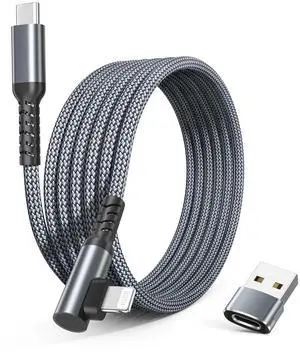 Basesailor for Apple iPhone 14 13 Max Plus,Charger Cable Right Angle 3.3FT,90 Degree USB C to Lightning Cord with USB A Adapter,Fast Charging Power Cord for iPhone 12 11 XS XR X 8 7 6 SE,iPad 8th 9th