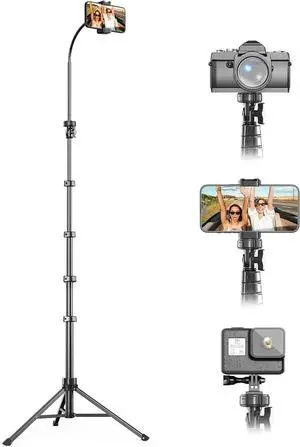 UBeesize 88 Flexible Phone Tripod with 14.95 Gooseneck, Remote and Phone Holder, Overhead Cell Phone StandSelfie Stick for Video Recording, Compatible with iPhone Android Phone, Camera Black