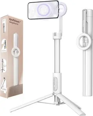 KraftGeek Magnetic Selfie Stick Tripod for iPhone, 64 Phone Tripod for Magsafe, Travel Phone Stand with Remote for iPhone 16 Pro Max