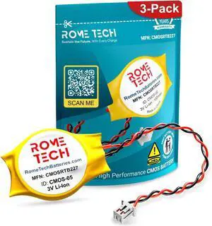 Rome Tech CMOS Battery for Lenovo Thinkpad T430 T450S T460 T430I T430S - Laptop Backup BIOS RTC 3V CR2032 T430 CMOS Battery for PC Motherboard with 2 Pin 2 Wire Cable (3-Pack)