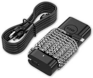 Replacement for Dell 65W Laptop Charger USB C 45 Watt- Slim AC Adapter Latitude 5420 5550 7420 5520 5540 5450, XPS 13, Chromebook 3100, Type C Computer Power Cord Braided LED - Travel Back up