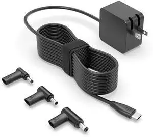 Superer 65W 4-in-1 USB-C GaN Charger Fit for Asus Laptop, for VivoBook ZenBook, ExpertBook, Chromebook Series with 3 Switchable Tips, for MacBook, iPhone 16, iPad, Samsung Galaxy Phone