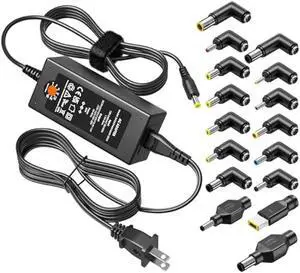 Powseed 65W Universal Laptop Charger for Lenovo HP Dell Acer ASUS Gateway Samsung Monitor Power Cord 5V 6V 10V 12V 13.5V 14V 15V 16V 18V 18.5V 19V 19.5V 20V DC Power Supply AC Adapter with 16 Tips