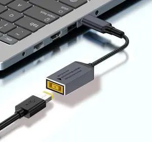 USB C to Slim Tip Adapter, 100W PD3.0 Fast Charging for Convert Square Charger to Type-C Power for Lenovo Thinkpad MacBook Chromebook, Nintendo Switch, and Any USB C Devices, Input 15-20VDC