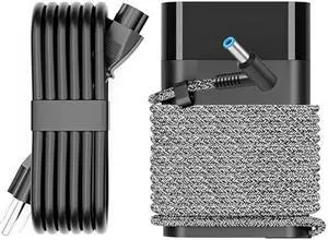 New Slim 65W Laptop Charger Compatible with HP Envy x360/ EliteBook/Pavilion/Chromebook Charger Blue Tip AC Adapter (4.5mm) | 45W/65W HP Compatible Computer Fast Charging Power Supply Cord