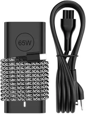 65W Watt USB Type C AC Power Adapter Compatible with Dell Laptop Charger Latitude 3340 3440 3540 5340 5440 5540 7340 7440 7640 9440 2in1 XPS 12 13 and Chromebook 3100 with Braided Cable