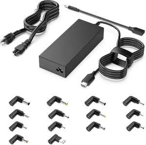 100W 90W Universal Laptop Charger USB C Comaptible with Dell HP Acer Asus IBM Toshiba Samsung Sony Fujitsu Gateway Notebook Chromebook AC Adapter Power Cord with 15 Tips(Work with 65W 45W)