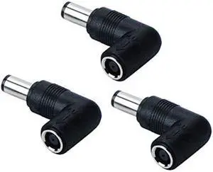 7.4mm to 7.4mm for Dell Latitude XPS Studio Vostro/Hp Pavilion Probook Elitebook Envy Compaq Presario Laptop Charger, Right Angle 90-Degree Power Adapter Connector Converter [3Pack]