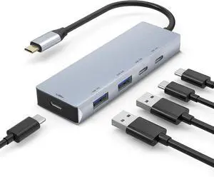 USB 3.2 Hub 10Gbps, 2 USB-C 3.2 and 2 USB-A 3.2,PD 100W Fast Charging for MacBook Pro, MacBook Air, Acer Laptops, HP Laptops, iPad Pro More.(Frosted Silver)