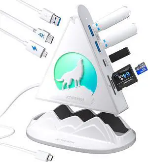 USB C Hub, 8 in 1 USB C Hub Multiport Adapter with 4K HDMI, PD 100W, 5Gbps Type C 3.0, 3xUSB A 3.0, SD/TF Card Reader& RGB Lighting, White Docking Station for MacBook Air/Pro, HP, Laptop, PC(Wolf)