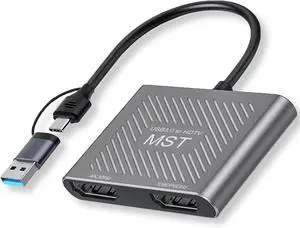 USB to Dual HDMI Adapter for 2 Monitors, HDMI Splitter for Dual Monitors, HD Splitter Extended Display Converter 1 in 2 Out Support Mac & Windows(USB A/C to Dual HD Adapter)