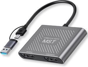 thumbnail image 2 of 2 In 1) USB C To Dual Hdmi Adapter For 2 Monitors, (MST Is Not Support On MacOS, MacOS Allows Monitor Display 2 Separate Screens, Windows Allows Monitor Display 3 Separate Screens 2 of 12