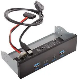 chenyang 5.25" Front Panel CD-ROM Bay USB 3.0 & USB-C HUB 4 Ports Motherboard Adapter